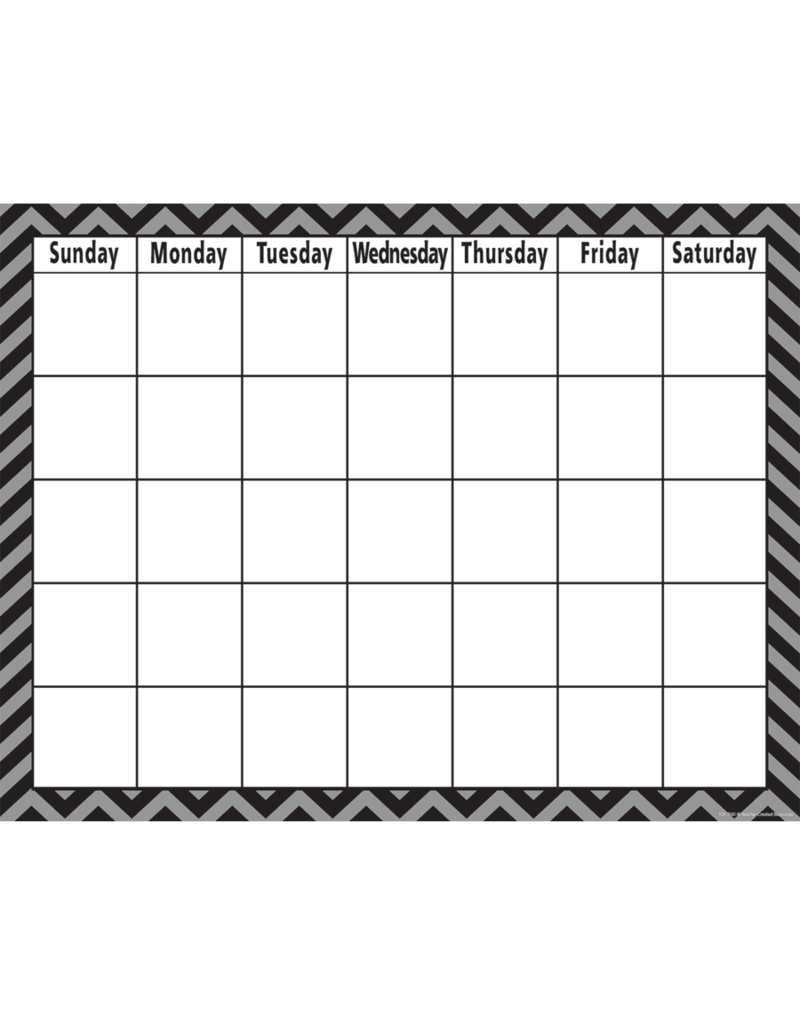 Black And White Calendar Chart