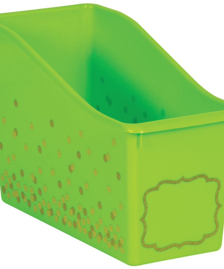 Lime Confetti Plastic Book Bin