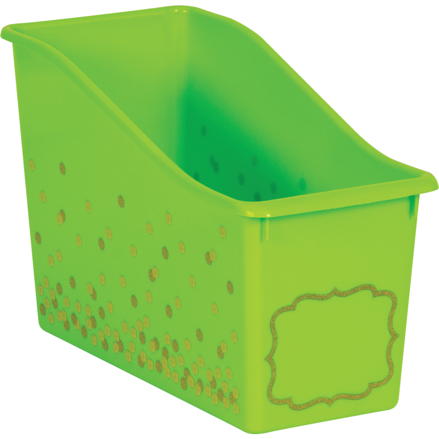 Lime Confetti Plastic Book Bin