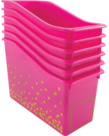 Pink Confetti Plastic Book Bin