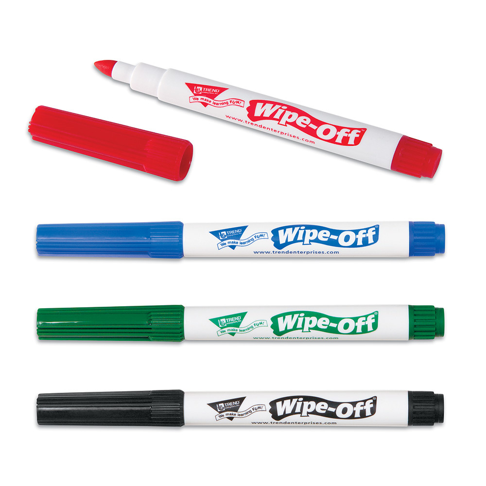 4-Pack Wipe-Off Markers-Standard Colors