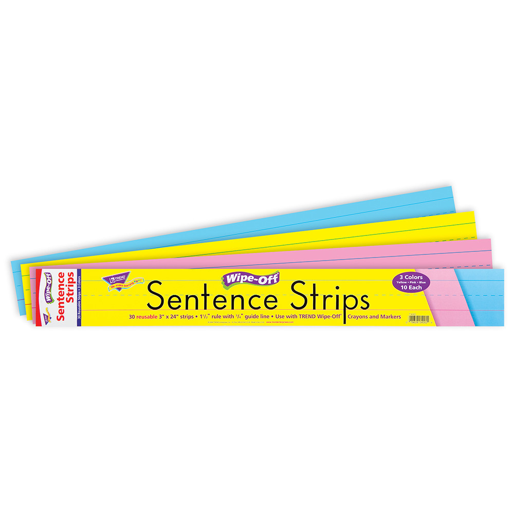 24" Multicolor Wipe Off Sentence Strips