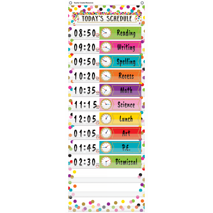 Confetti Schedule Pocket Chart Inspiring Young Minds to Learn