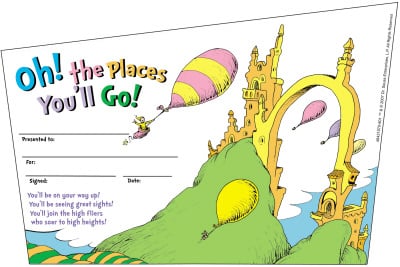 Dr. Suess Oh The Places You Will Go Award