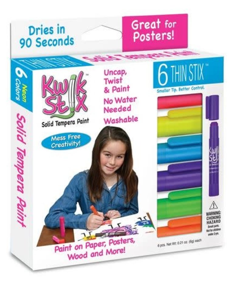 Kwik Stix Tempera Paint-6 Thin Neon Stix