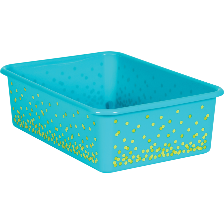 Teal Confetti Small Plastic Storage Bin - Inspiring Young Minds to Learn