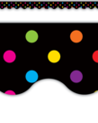 Multi Color Dots on Black Scalloped Trimmer