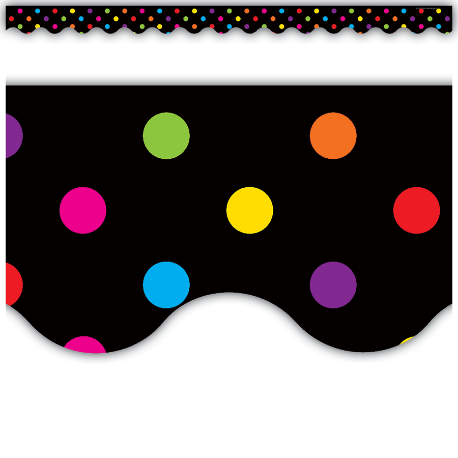 Multi Color Dots on Black Scalloped Trimmer
