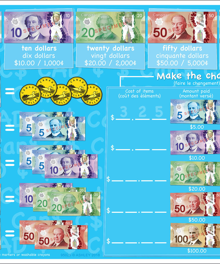 Smart Poly Learning Mat- Canadian Money