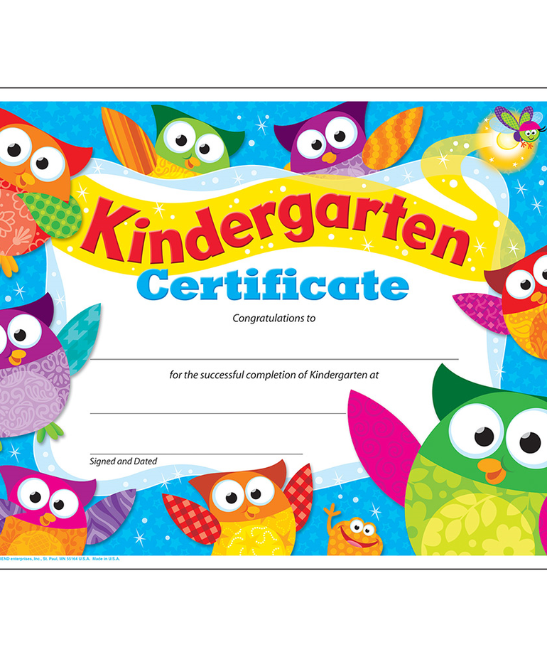 Kindergarten Certificate Owl-Stars