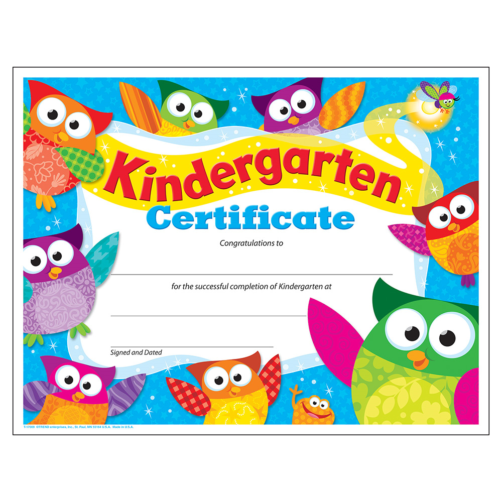 Kindergarten Certificate Owl-Stars