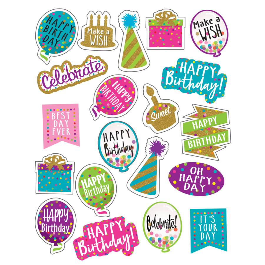 Confetti Happy Birthday Stickers