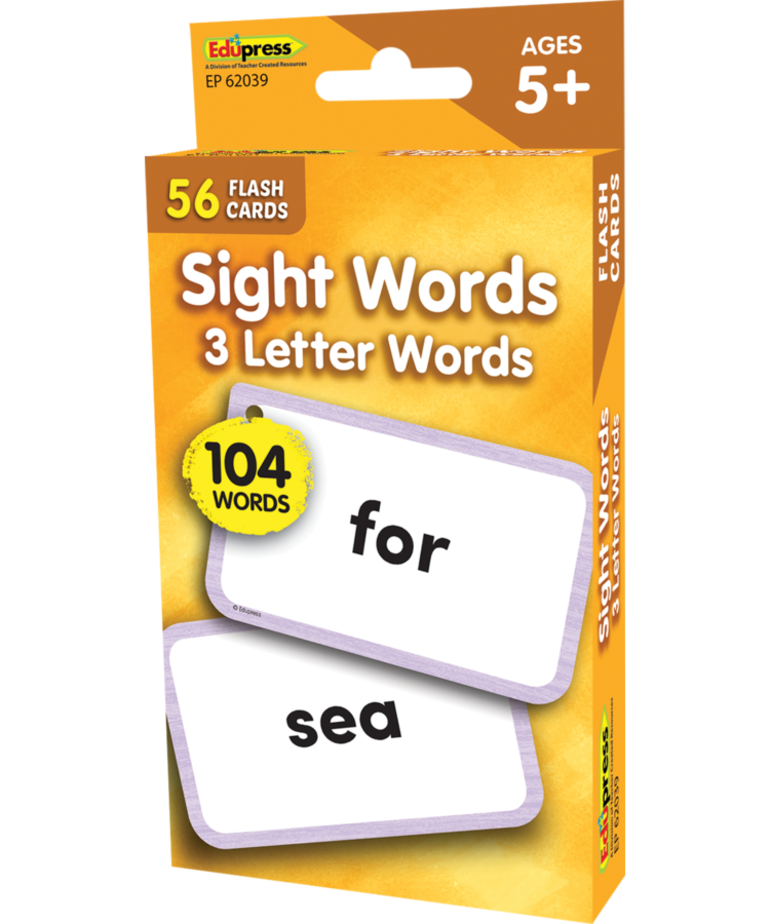 Sight Words Flashcards 3 Letter Words