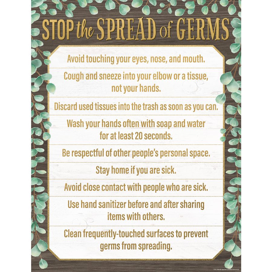 Eucalyptus Stop the Spread of Germs Chart