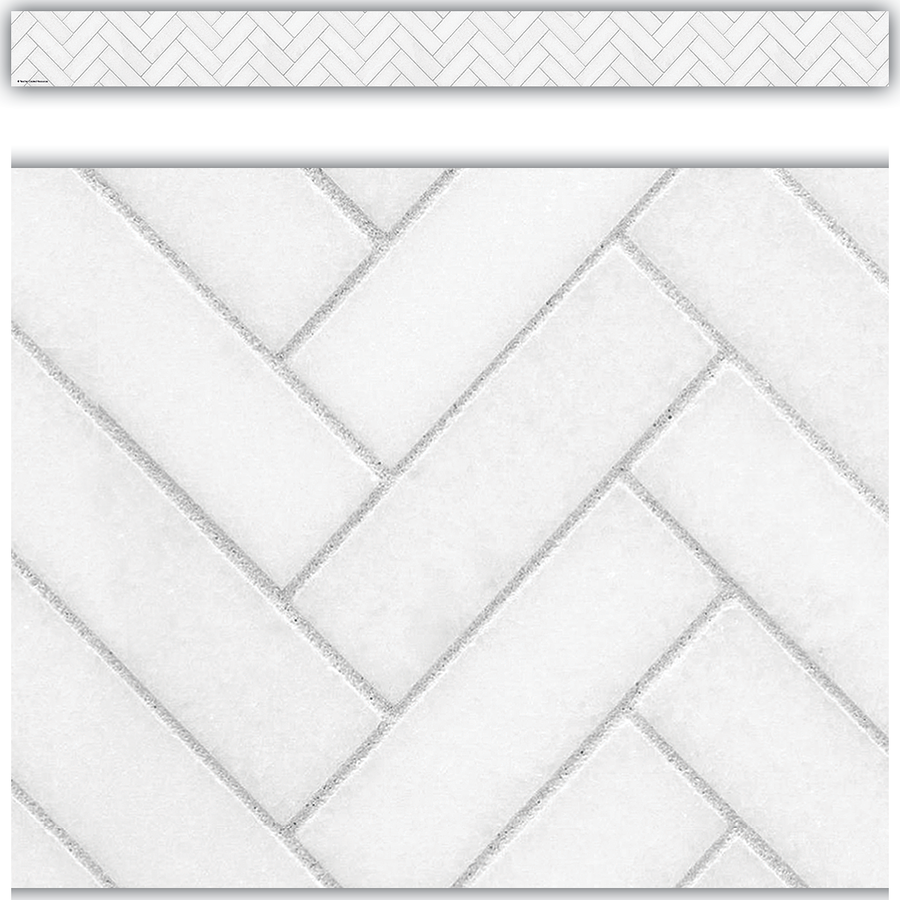 Modern Farmhouse White Herringbone Straight Border