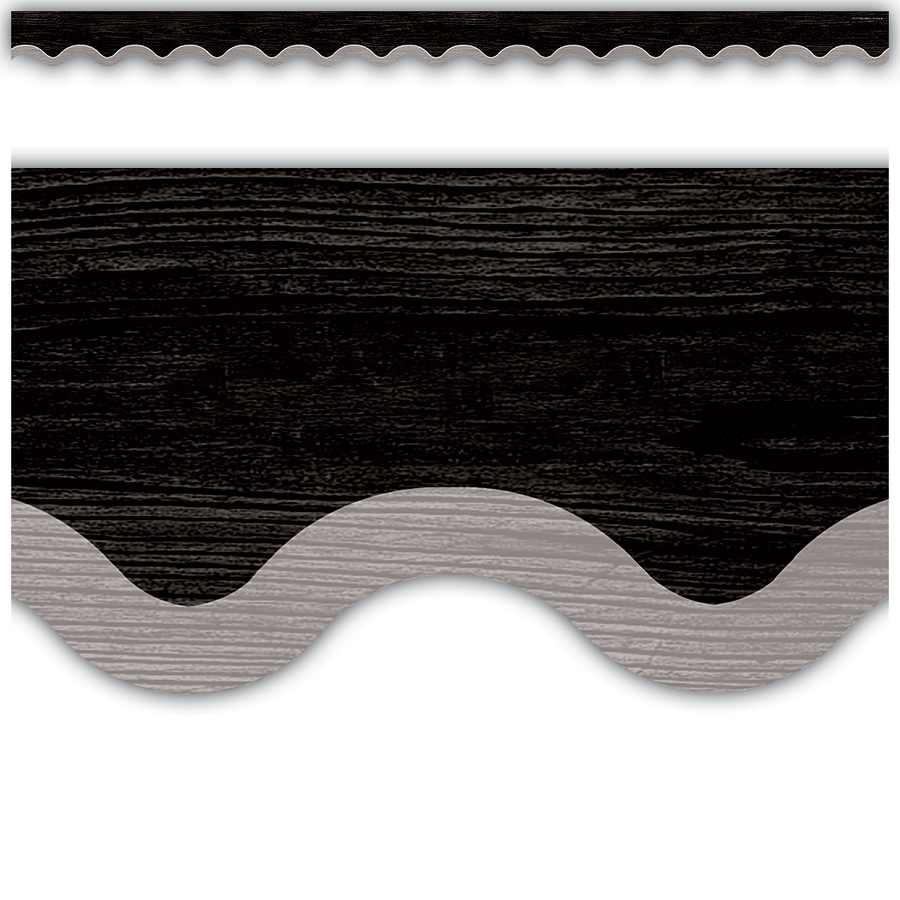 Modern Farmhouse Black with Grey Scalloped Border