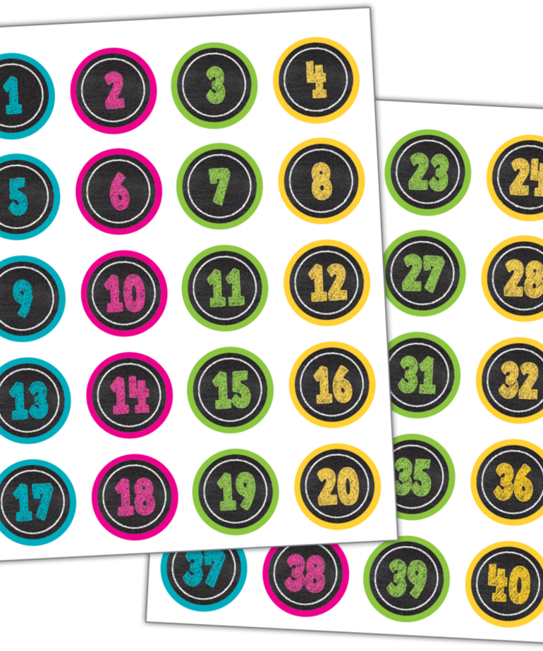 Chalkboard Bright Number Stickers