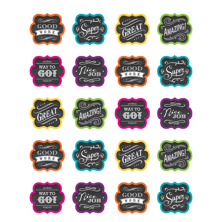 Chalkboard Brights Praise Stickers