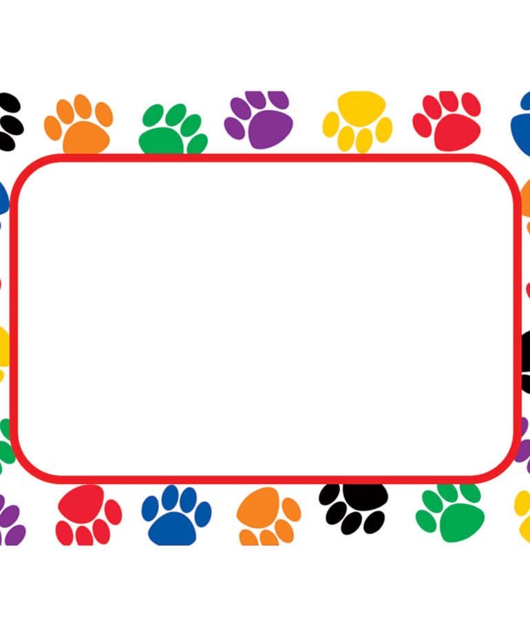 Colorful Paw Prints Name Tags/Labels