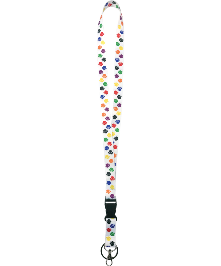 Colorful Paw Prints Lanyard