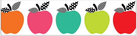 Black, White & Stylish Brights Apple Border