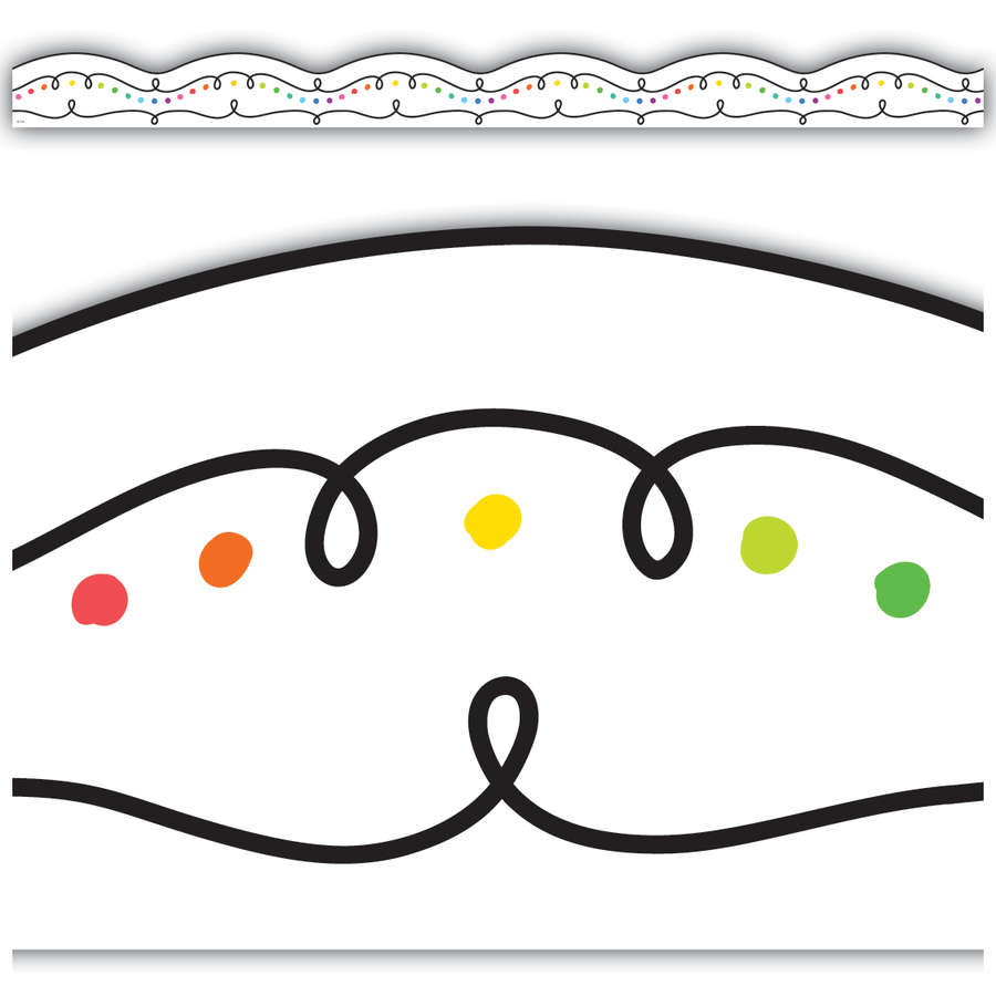 Squiggles and Colorful Dots Border