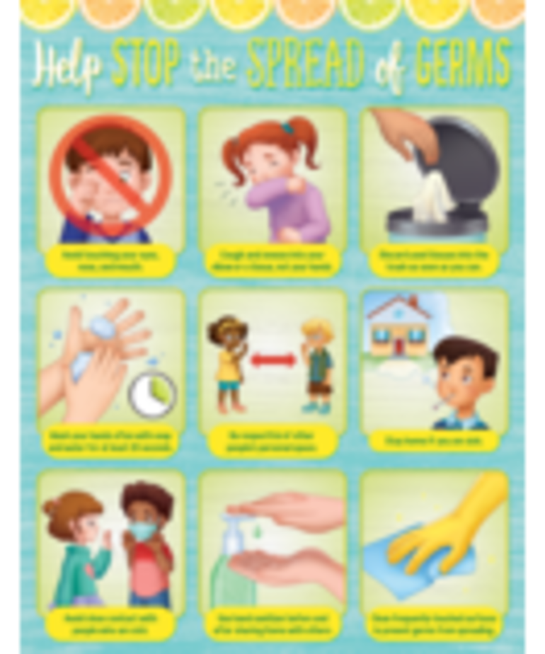 Lemon Zest Stop the Spread of Germs Chart