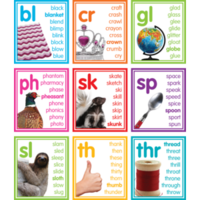 Colorful Photo Cards Blends & Digraphs Bulletin Board