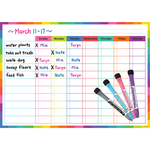 Colorful Magnetic Dry Erase Task Chart