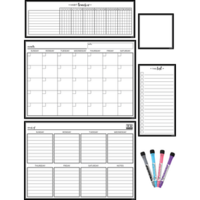 Black & White Magnetic Dry Erase Calendar Set