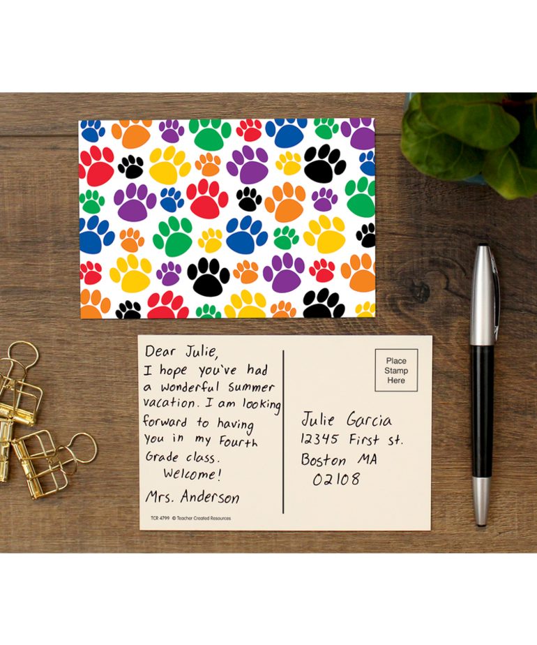 Colorful Paw Prints Postcards