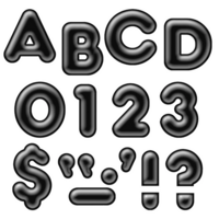 Black 4" 3-D Uppercase