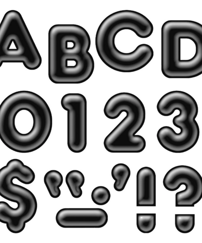 Black 4" 3-D Uppercase