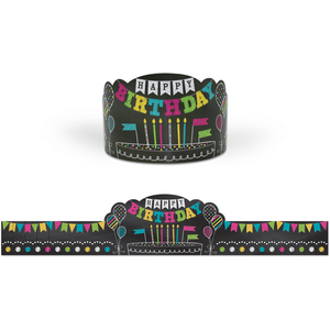Chalkboard Bright Happy Birthday Crowns