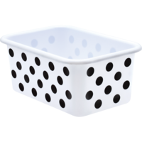 Black Polka Dots on White Small Plastic Storage Bin