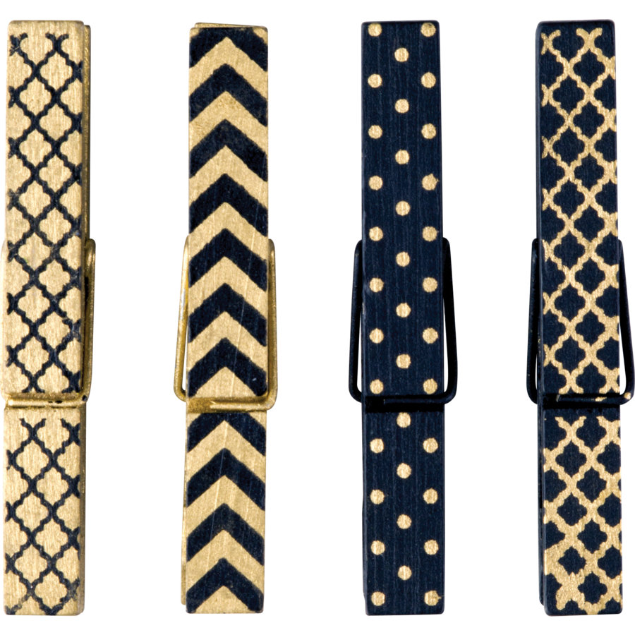 Black & Gold Magnetic Clothespins