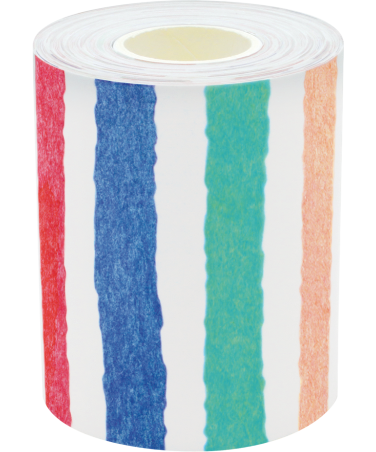 Watercolor Stripes Straight Rolled Border Trim