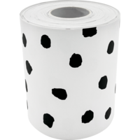 Black Painted Dots on White Rolled Border