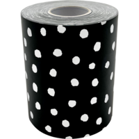 White Painted Dots on Black Rolled Border