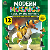 Modern Mosaic Stick to the Numbers Book-Dinosaur