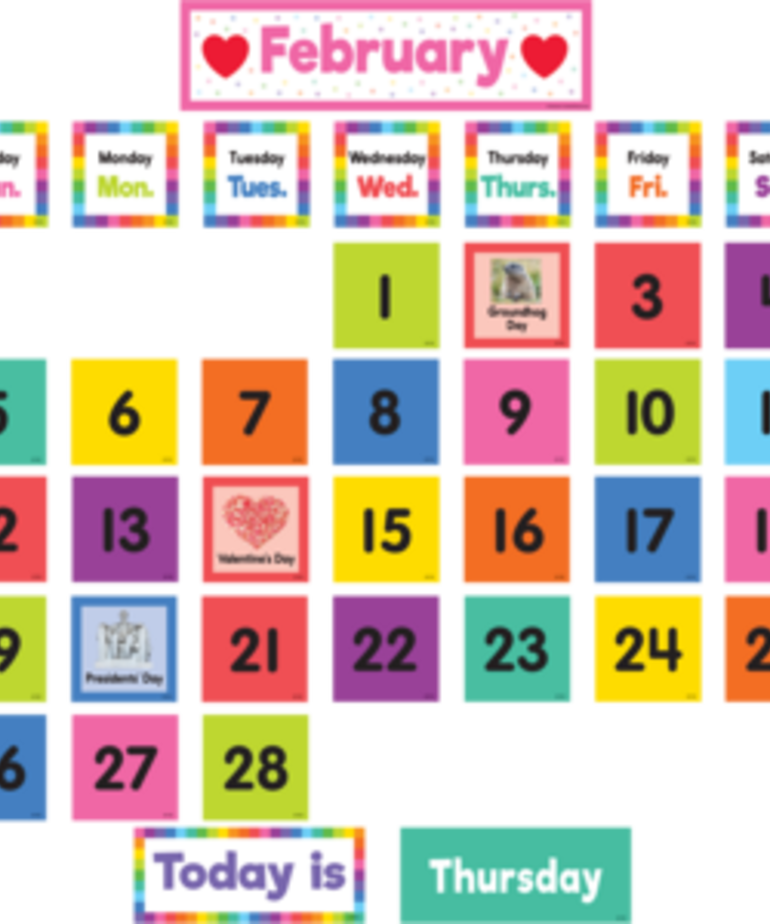 Colorful Calendar Pocket Chart Cards