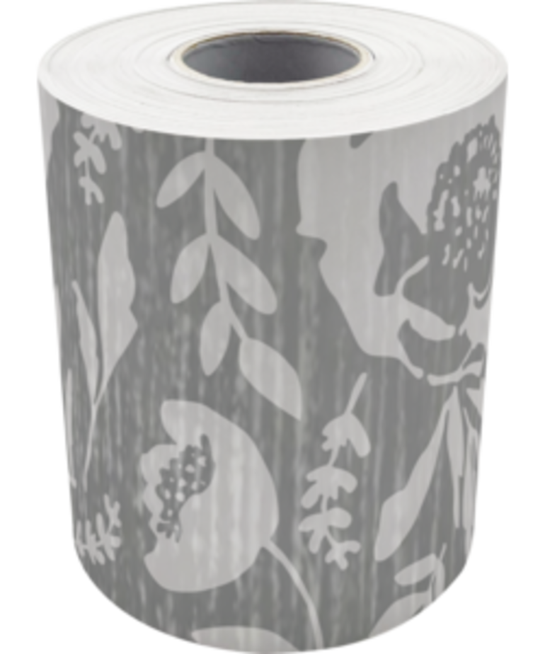 Classroom Cottage Gray Floral Rolled Bordetr Trim