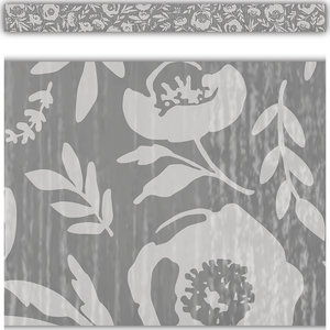 Classroom Cottage Gray Floral Straight Border