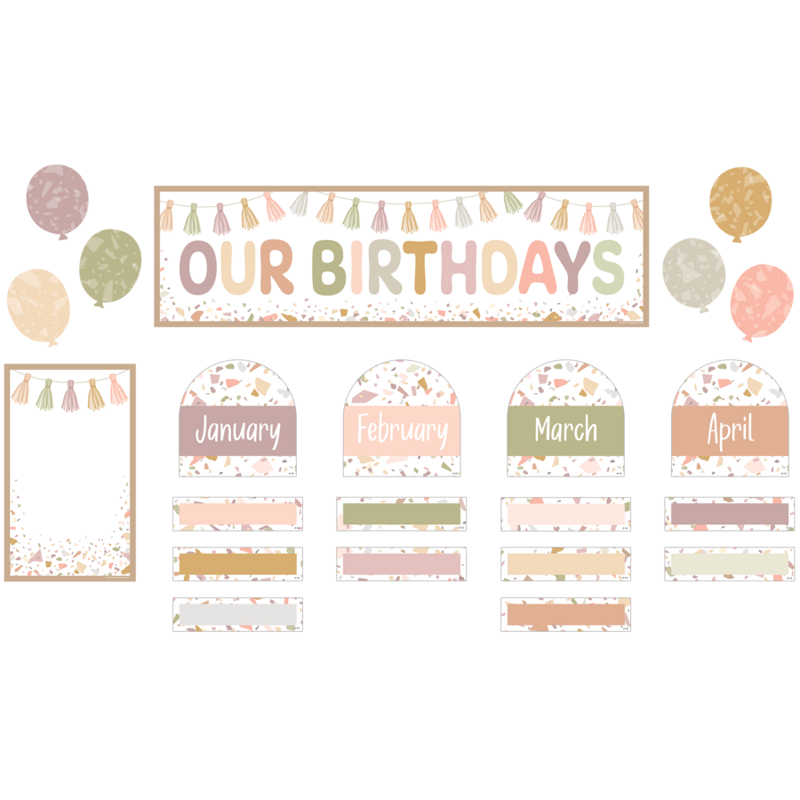 Terrazzo Tones Happy Birthday Mini Bulletin Board