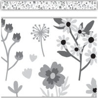 Black & White Floral Straight Border