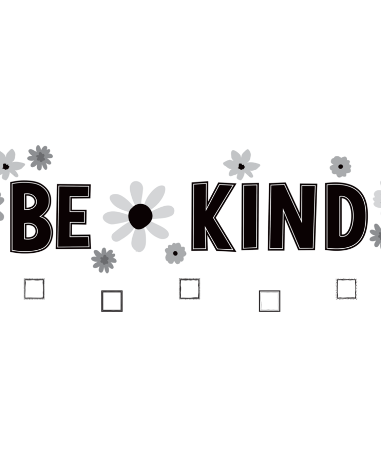 Black & White Floral Be Kind Bulletin Board