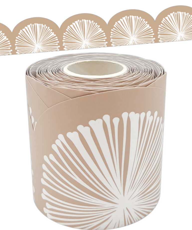 Natural Poms Scalloped Rolled Border