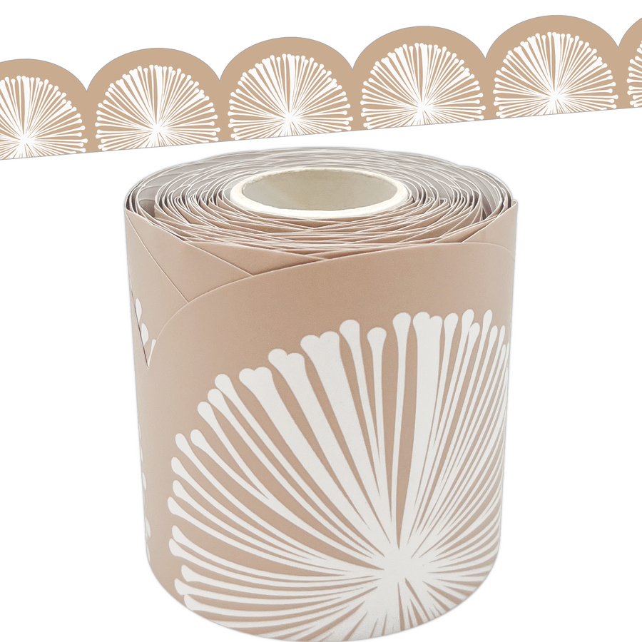 Natural Poms Scalloped Rolled Border