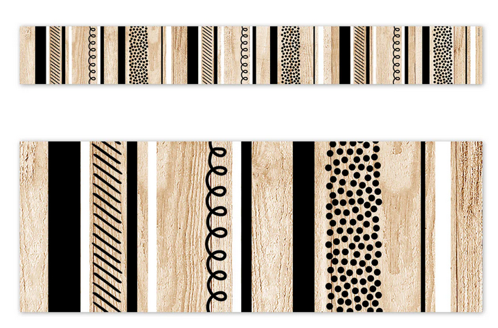 Stripes and Doodles on Wood EZ Border