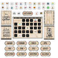 Black,White & Wood Calendar Bulletin Board